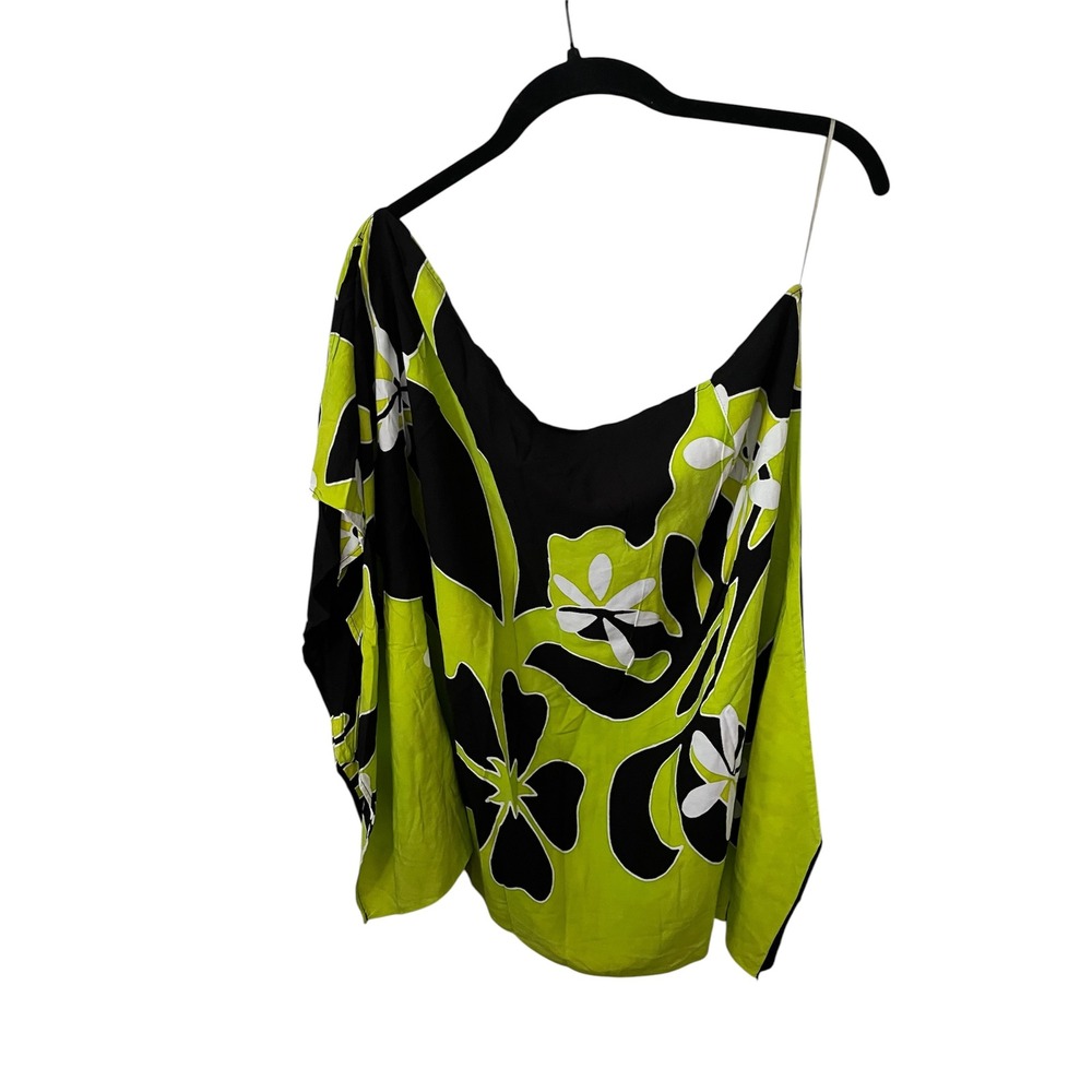 Hawaiian Tropical One Shoulder / Cold Shoulder Top Hibiscus Tiare S/M